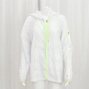 White Forever 21 Windbreaker W/ Neon Green Detail